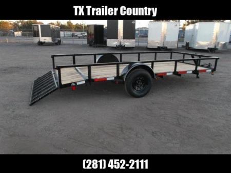 New 2026 Longhorn Trailers 77x14 Single Axle Utility Trailer / Side by Side Trailer / 2ft Dovetail / 2ft Ramp Gate / LED Lights