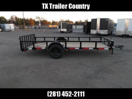 New 2026 Longhorn Trailers 77x14 Single Axle Utility Trailer / Side by Side Trailer / 2ft Dovetail / 2ft Ramp Gate / LED Lights