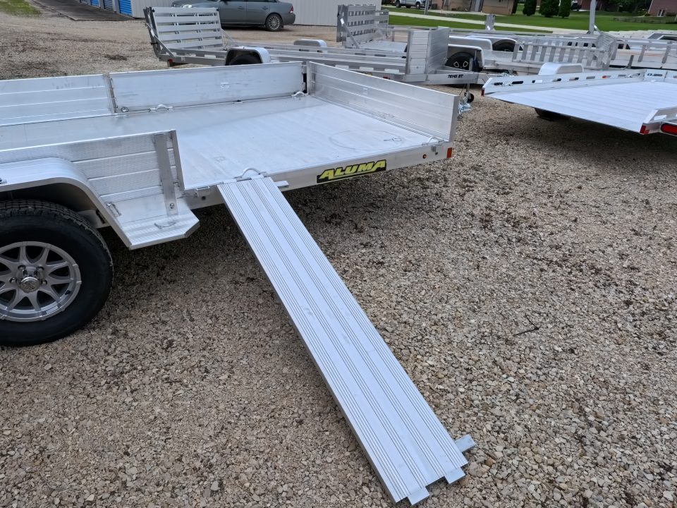 New 2027 Aluma 81 x 14 Single Axle with Side Ramps, Solid Front and Sides, Bi-Fold Tailgate Utility Trailer