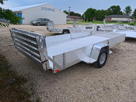 New 2027 Aluma 81 x 14 Single Axle with Side Ramps, Solid Front and Sides, Bi-Fold Tailgate Utility Trailer