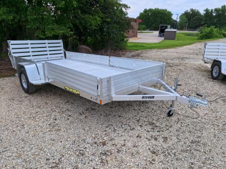 New 2027 Aluma 81 x 14 Single Axle with Side Ramps, Solid Front and Sides, Bi-Fold Tailgate Utility Trailer