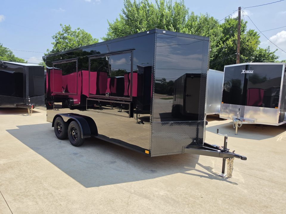 New 2026 New 7x16 TA Screwless Enclosed Vending Trailer | Blackout | Spoiler Package | 30 AMP Electric Pkg. | 7' Interior | .08 Polycor | Dexter Axles | 1164