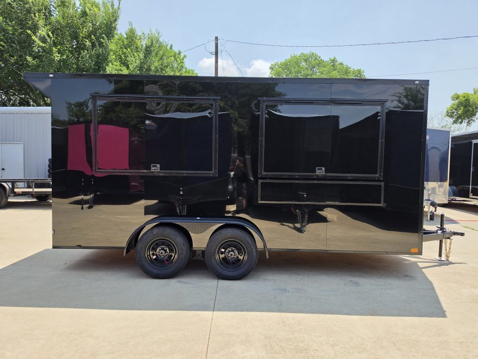 New 2026 New 7x16 TA Screwless Enclosed Vending Trailer | Blackout | Spoiler Package | 30 AMP Electric Pkg. | 7' Interior | .08 Polycor | Dexter Axles | 1164