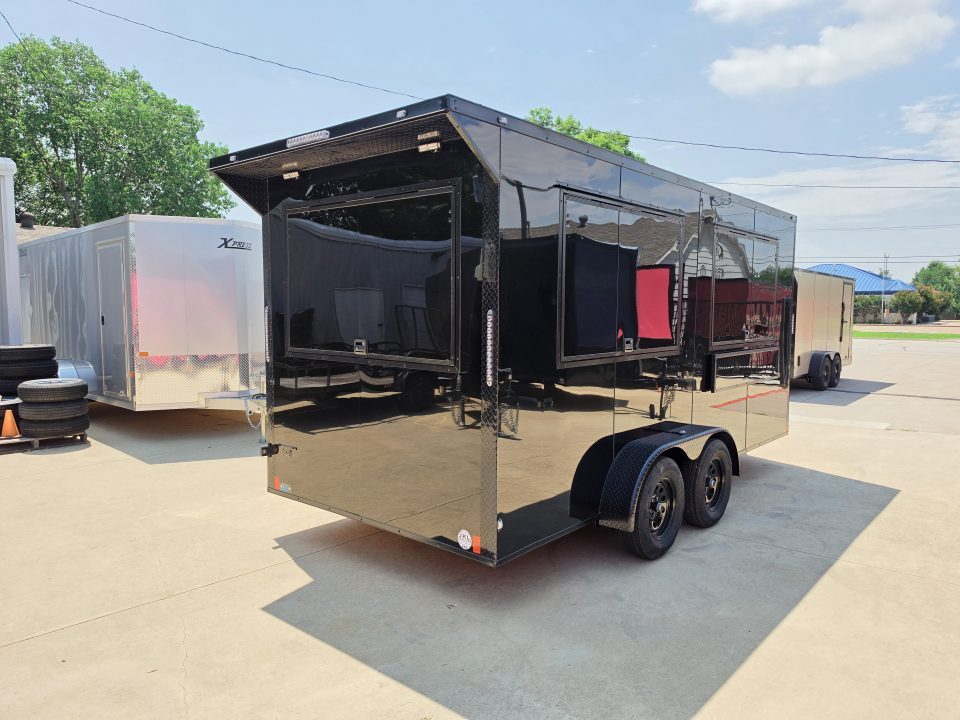 New 2026 New 7x16 TA Screwless Enclosed Vending Trailer | Blackout | Spoiler Package | 30 AMP Electric Pkg. | 7' Interior | .08 Polycor | Dexter Axles | 1164