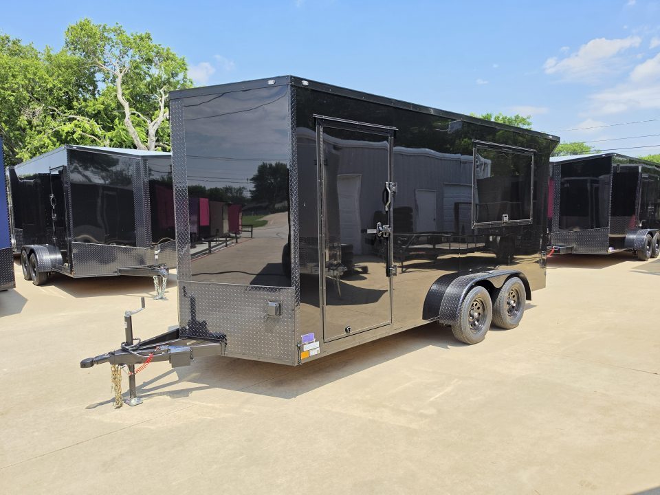 New 2026 New 7x16 TA Screwless Enclosed Vending Trailer | Blackout | Spoiler Package | 30 AMP Electric Pkg. | 7' Interior | .08 Polycor | Dexter Axles | 1164