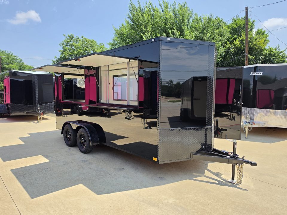New 2026 New 7x16 TA Screwless Enclosed Vending Trailer | Blackout | Spoiler Package | 30 AMP Electric Pkg. | 7' Interior | .08 Polycor | Dexter Axles | 1164