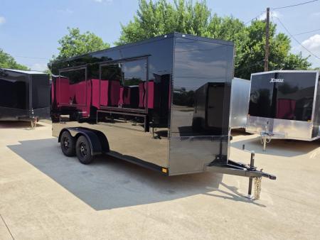 New 2026 New 7x16 TA Screwless Enclosed Vending Trailer | Blackout | Spoiler Package | 30 AMP Electric Pkg. | 7' Interior | .08 Polycor | Dexter Axles | 1164