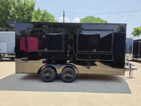 New 2026 New 7x16 TA Screwless Enclosed Vending Trailer | Blackout | Spoiler Package | 30 AMP Electric Pkg. | 7' Interior | .08 Polycor | Dexter Axles | 1164