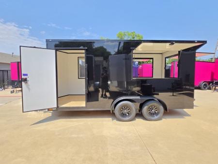 New 2026 New 7x16 TA Screwless Enclosed Vending Trailer | Blackout | Spoiler Package | 30 AMP Electric Pkg. | 7' Interior | .08 Polycor | Dexter Axles | 1164
