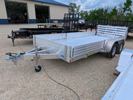 New 2027 Aluma 81 x 16 Utility Trailer with Tandem Axles, Electric Brakes, Front Side Ramps, Solid Front and Side Panels, Bi-Fold Tailgate with 7K GVWR