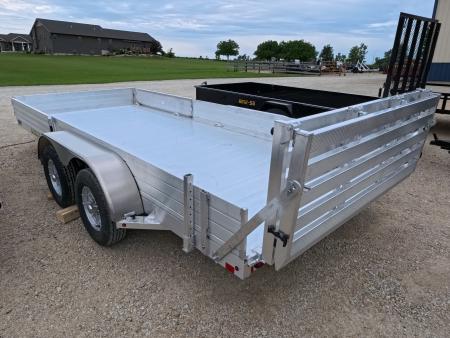 New 2027 Aluma 81 x 16 Utility Trailer with Tandem Axles, Electric Brakes, Front Side Ramps, Solid Front and Side Panels, Bi-Fold Tailgate with 7K GVWR