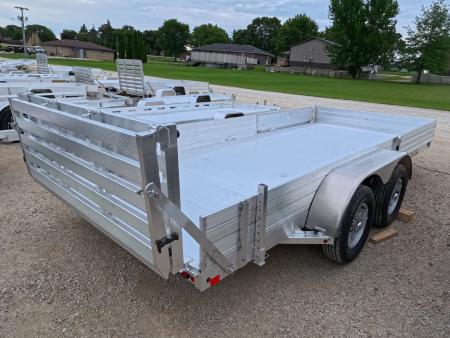 New 2027 Aluma 81 x 16 Utility Trailer with Tandem Axles, Electric Brakes, Front Side Ramps, Solid Front and Side Panels, Bi-Fold Tailgate with 7K GVWR
