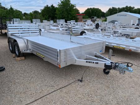 New 2027 Aluma 81 x 16 Utility Trailer with Tandem Axles, Electric Brakes, Front Side Ramps, Solid Front and Side Panels, Bi-Fold Tailgate with 7K GVWR