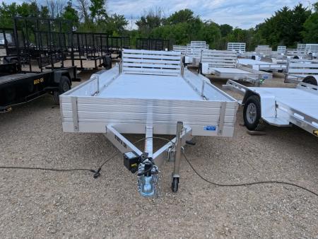 New 2027 Aluma 81 x 16 Utility Trailer with Tandem Axles, Electric Brakes, Front Side Ramps, Solid Front and Side Panels, Bi-Fold Tailgate with 7K GVWR