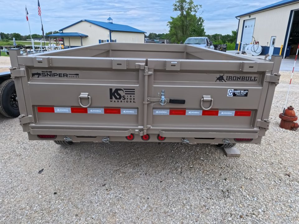 New 2026 Iron Bull 83x14 DTB Sniper Series Dump Trailer with 2- 7K Straight Axles, Electric Brakes, Slide-In Aluminum Ramps, Spare Tire and More!