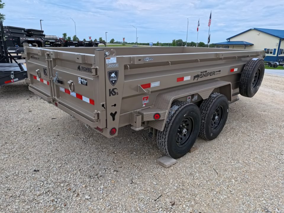 New 2026 Iron Bull 83x14 DTB Sniper Series Dump Trailer with 2- 7K Straight Axles, Electric Brakes, Slide-In Aluminum Ramps, Spare Tire and More!