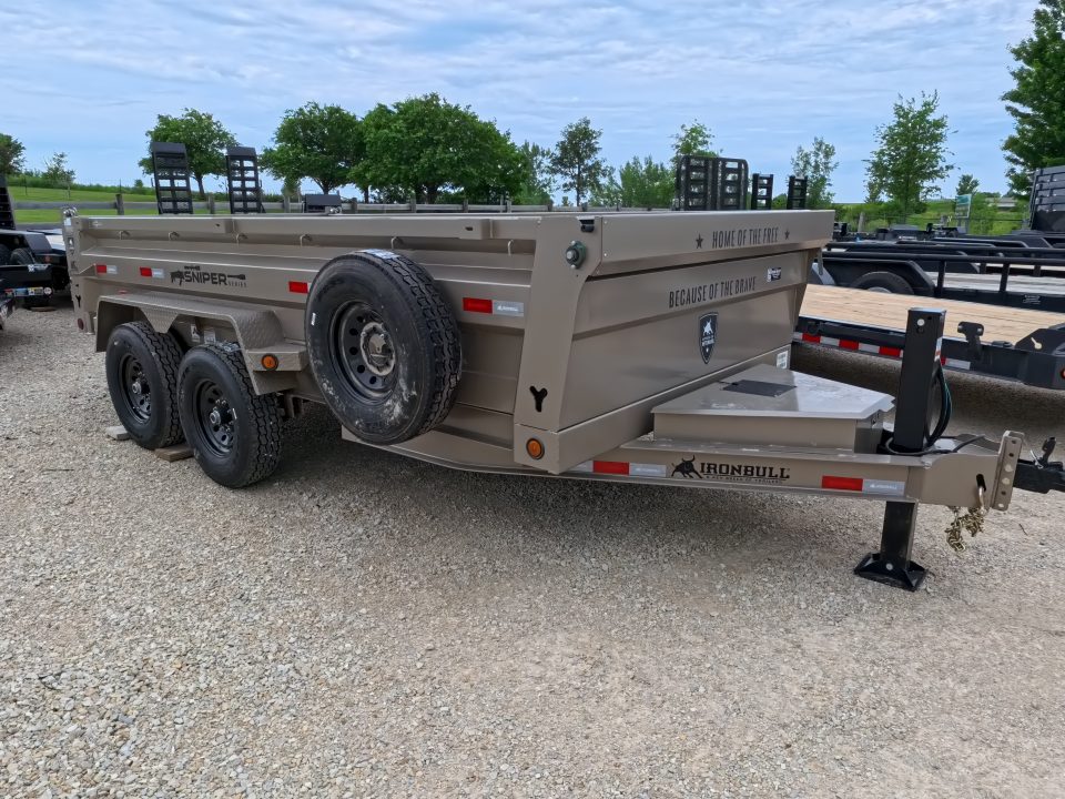 New 2026 Iron Bull 83x14 DTB Sniper Series Dump Trailer with 2- 7K Straight Axles, Electric Brakes, Slide-In Aluminum Ramps, Spare Tire and More!