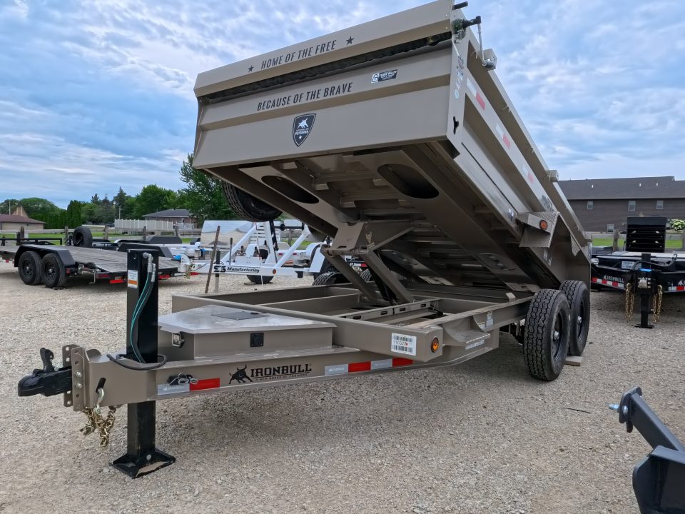 New 2026 Iron Bull 83x14 DTB Sniper Series Dump Trailer with 2- 7K Straight Axles, Electric Brakes, Slide-In Aluminum Ramps, Spare Tire and More!