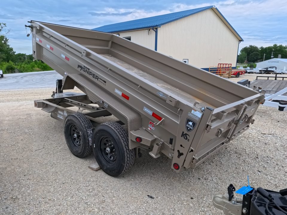 New 2026 Iron Bull 83x14 DTB Sniper Series Dump Trailer with 2- 7K Straight Axles, Electric Brakes, Slide-In Aluminum Ramps, Spare Tire and More!