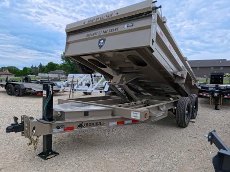 New 2026 Iron Bull 83x14 DTB Sniper Series Dump Trailer with 2- 7K Straight Axles, Electric Brakes, Slide-In Aluminum Ramps, Spare Tire and More!