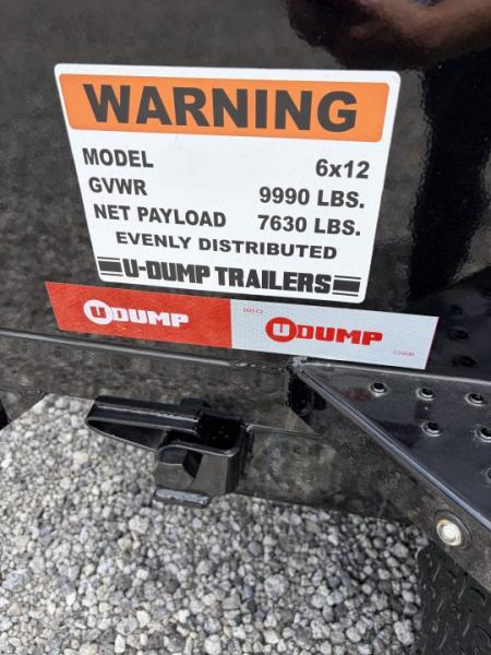 New 2027 U-Dump 6X12 With 31" Sides, Pro-Lite Low-Profile Dump Trailer, 10K GVWR, Tarp & Roller, Slide-Out Ramps