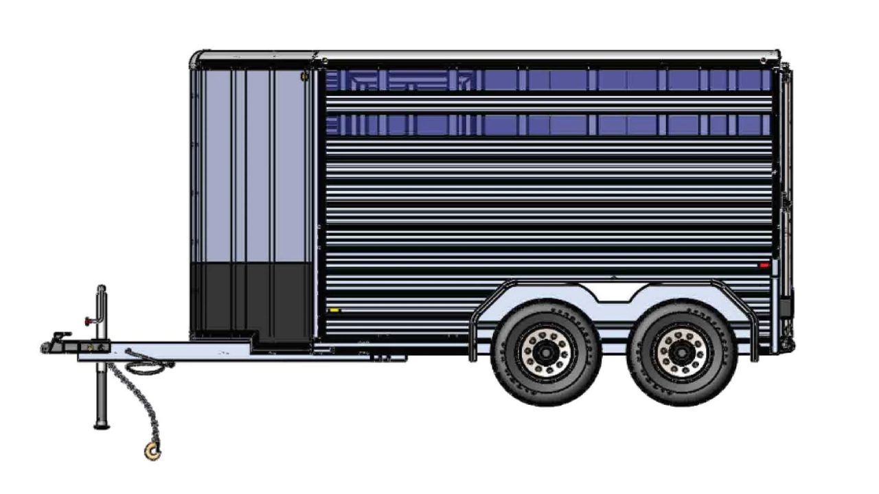 New 2026 Frontier Trailers 14' 7" Livestock Trailer with Electric Brakes, One Piece Aluminum Roof & Tandem Axles Horse Trailer