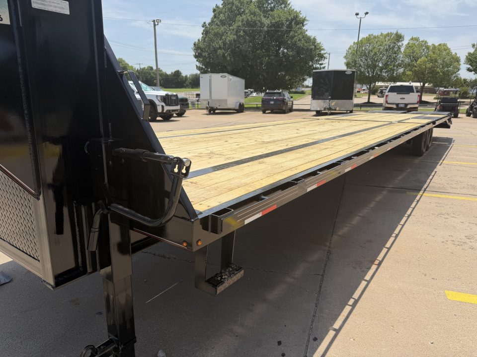 New #144439 2026 MP CUSTOMS 40 X 102 TANDEM AXLE 14K FLATBED GOOSENECK W/ MAXX RAMPS