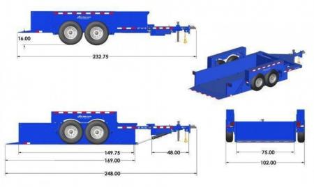 New 6'3" x 14' Air-Tow UT14-10 Drop Deck Utility Flatbed Equipment Trailer, 13.5k GVWR ***Includes Spare mount & Rear Gate Option