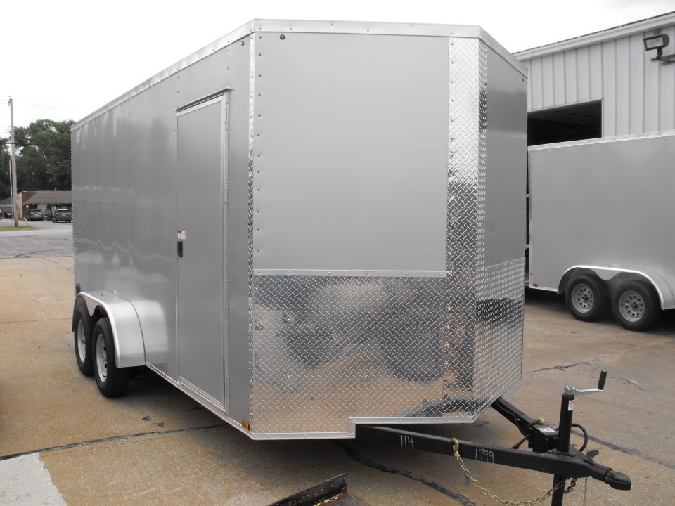 New Enclosed Trailer 7 X 16 Ramp Silver 7' Interior 7000 GVRW