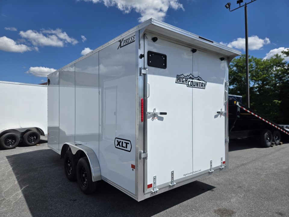 New 7.5 x 16 Xpress XLT PRO Aluminum Frame V-Nose Cargo Trailer, 7K GVWR ***White w/ Extra Height, Rear Canopy, Composite Sides, Translucent Roof