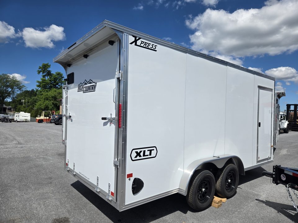 New 7.5 x 16 Xpress XLT PRO Aluminum Frame V-Nose Cargo Trailer, 7K GVWR ***White w/ Extra Height, Rear Canopy, Composite Sides, Translucent Roof