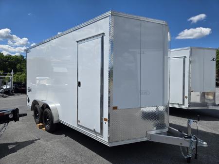New 7.5 x 16 Xpress XLT PRO Aluminum Frame V-Nose Cargo Trailer, 7K GVWR ***White w/ Extra Height, Rear Canopy, Composite Sides, Translucent Roof