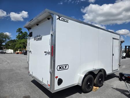 New 7.5 x 16 Xpress XLT PRO Aluminum Frame V-Nose Cargo Trailer, 7K GVWR ***White w/ Extra Height, Rear Canopy, Composite Sides, Translucent Roof