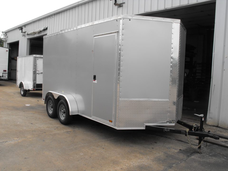 New Enclosed Trailer 7 x 14 RAMP 7000 GVWR 7' Interior Silver Mist