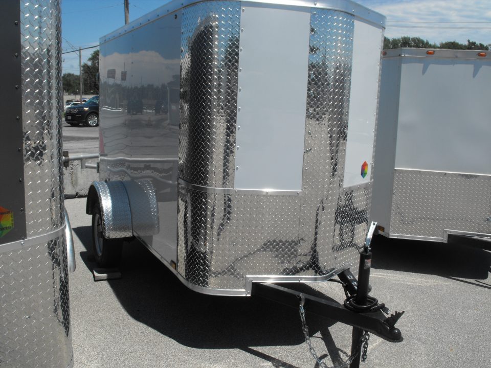 New Enclosed Trailer 4 X 8 Barn Door 5' Int 080 Skin White