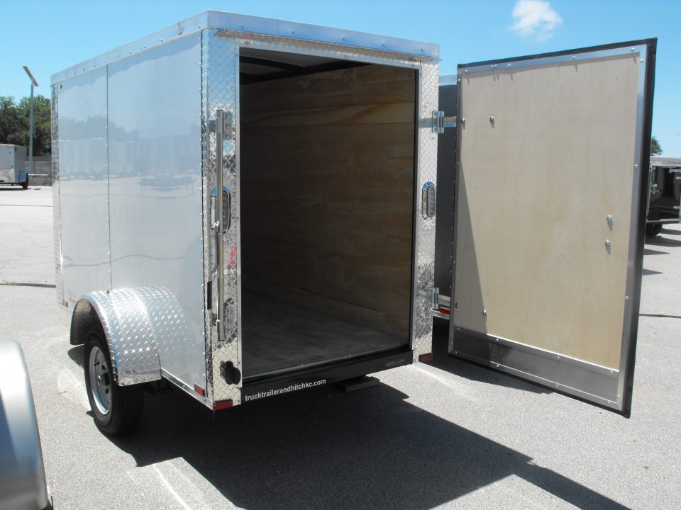New Enclosed Trailer 4 X 8 Barn Door 5' Int 080 Skin White