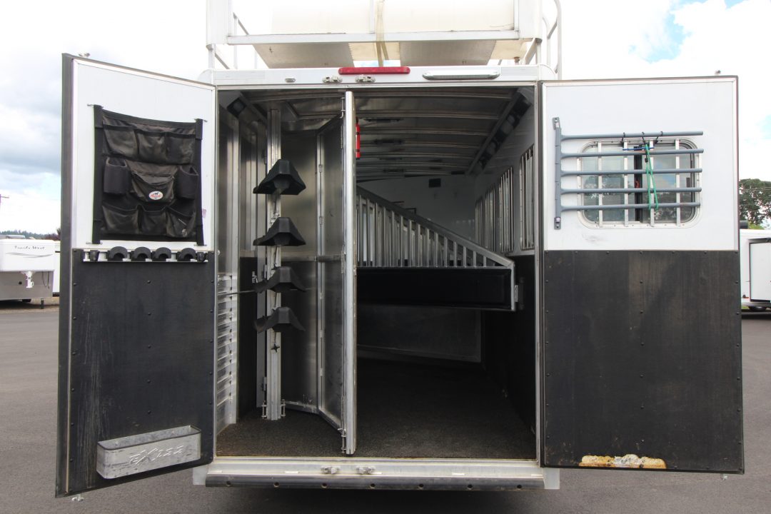 Used 2018 Exiss Escape 7410 - 10ft SW Living Quarters 4 Horse Trailer w/ Hay Rack & Easy Care Horse Flooring