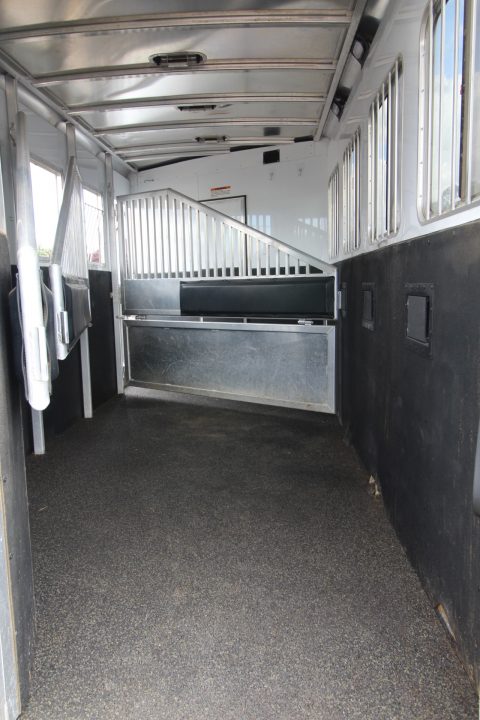 Used 2018 Exiss Escape 7410 - 10ft SW Living Quarters 4 Horse Trailer w/ Hay Rack & Easy Care Horse Flooring