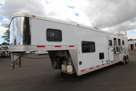 Used 2018 Exiss Escape 7410 - 10ft SW Living Quarters 4 Horse Trailer w/ Hay Rack & Easy Care Horse Flooring