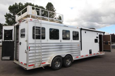 Used 2018 Exiss Escape 7410 - 10ft SW Living Quarters 4 Horse Trailer w/ Hay Rack & Easy Care Horse Flooring