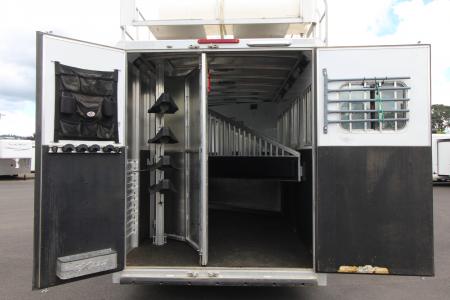 Used 2018 Exiss Escape 7410 - 10ft SW Living Quarters 4 Horse Trailer w/ Hay Rack & Easy Care Horse Flooring