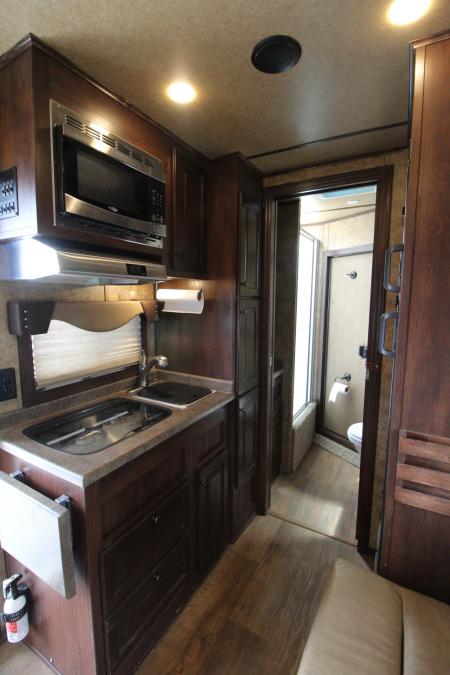 Used 2018 Exiss Escape 7410 - 10ft SW Living Quarters 4 Horse Trailer w/ Hay Rack & Easy Care Horse Flooring