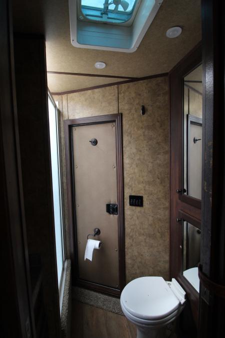 Used 2018 Exiss Escape 7410 - 10ft SW Living Quarters 4 Horse Trailer w/ Hay Rack & Easy Care Horse Flooring