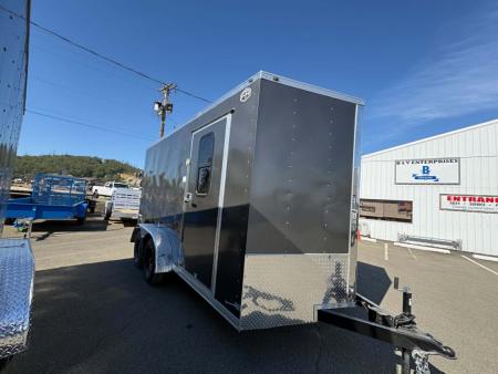 New ENCLOSED CARGO BOX 2027 CONTINENTAL VHW714TA2 7x14 TRAILER RAMP METALLIC GRAY