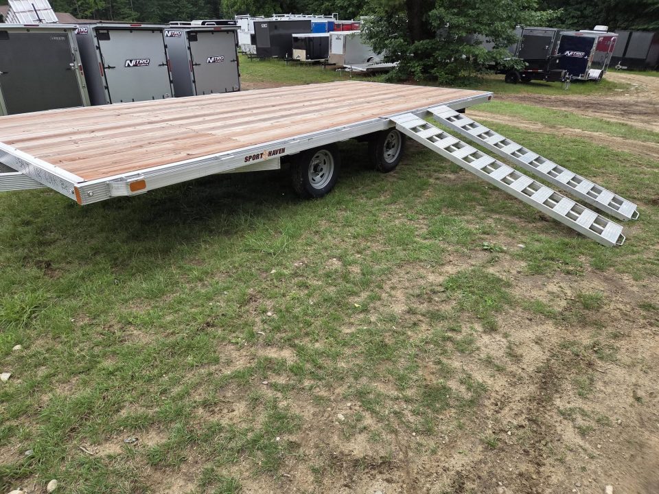 New 2025 Sport Haven 101x18 aluminum flatbed deck over trailer with ramps Utility Trailer