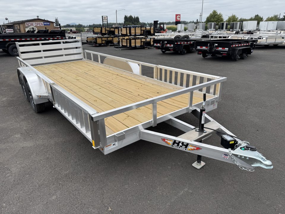 New 2026 H&H 7X18 Aluminum Tube Top ATV Utility Trailer w/ Side Ramps 7K GVWR