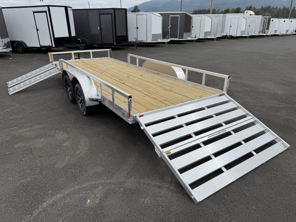 New 2026 H&H 7X18 Aluminum Tube Top ATV Utility Trailer w/ Side Ramps 7K GVWR