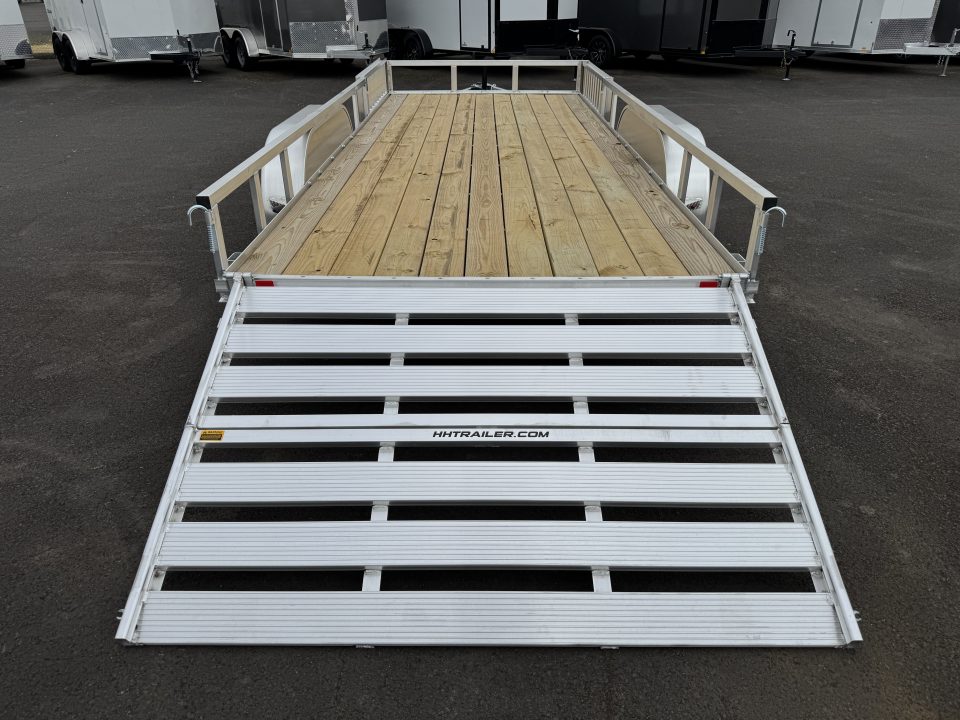 New 2026 H&H 7X18 Aluminum Tube Top ATV Utility Trailer w/ Side Ramps 7K GVWR