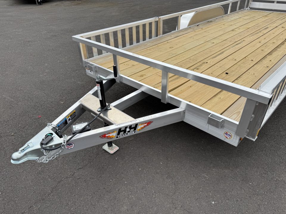 New 2026 H&H 7X18 Aluminum Tube Top ATV Utility Trailer w/ Side Ramps 7K GVWR