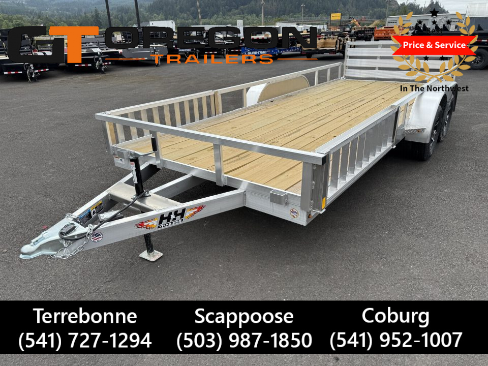 New 2026 H&H 7X18 Aluminum Tube Top ATV Utility Trailer w/ Side Ramps 7K GVWR